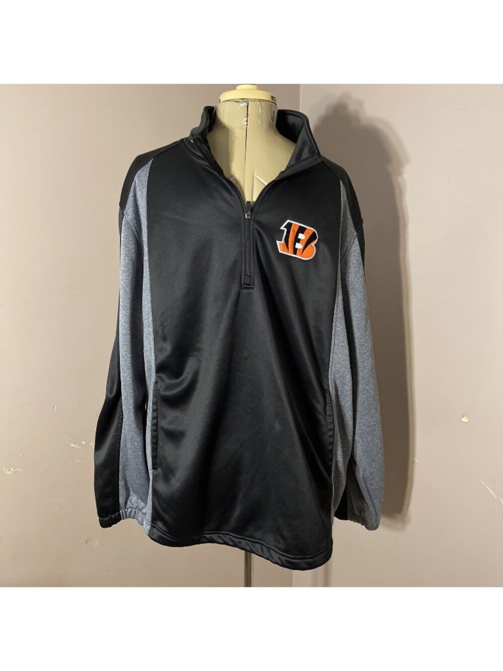 NFL Cincinnati Bengals 1/4 Zip Jacket Mens XXL Thermal Lined Pockets Conch Waist